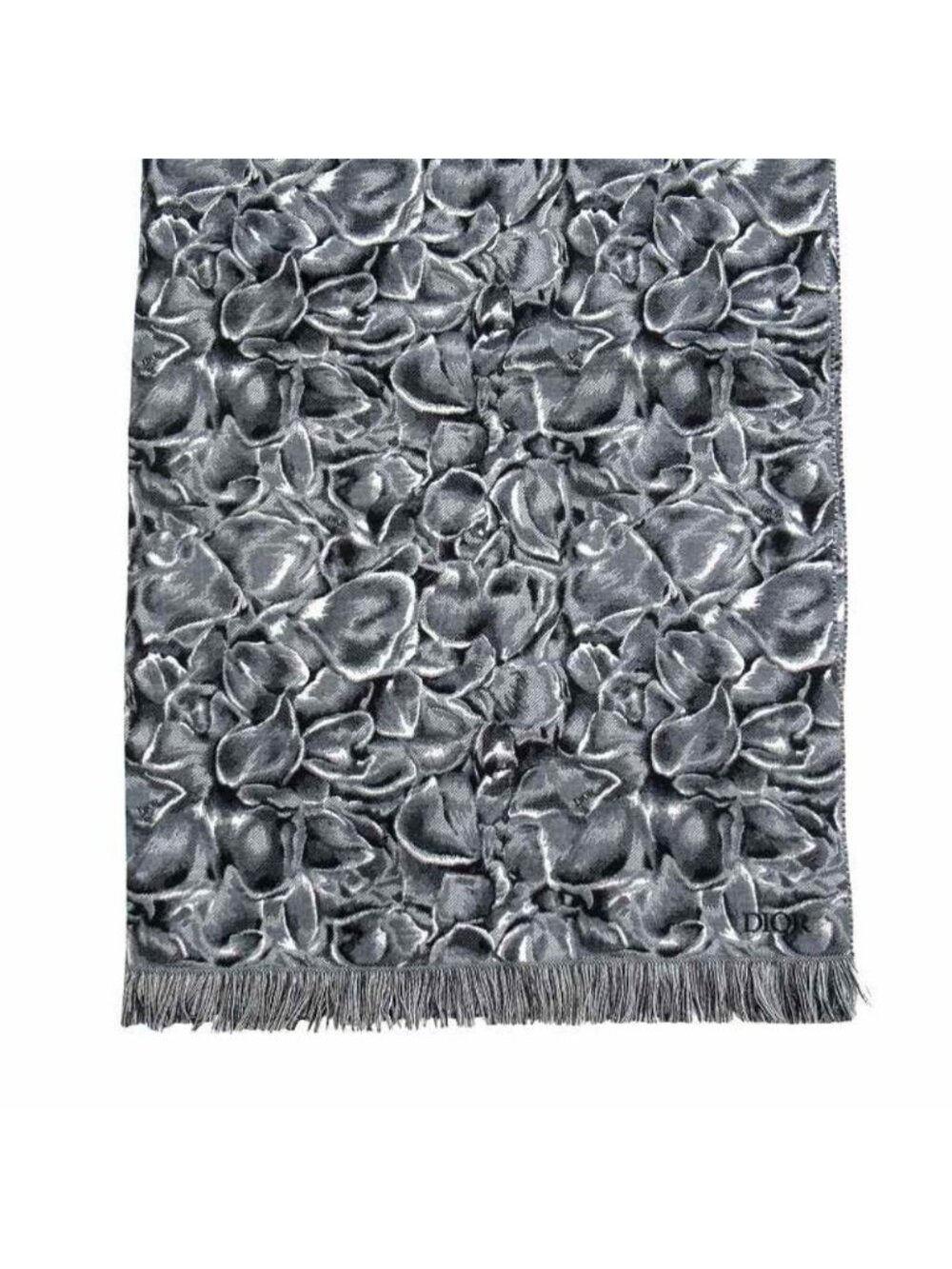 Dior Jardin All Over Pattern Throw Wool Large Shawl Logo Black Gray Scarf - Picture 1 of 5